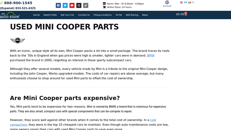 1 Source for Used MINI Cooper Parts mini car parts near me