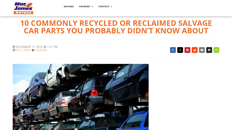 10 Commonly Recycled or Reclaimed Salvage Car Parts You ... parts from wrecked cars