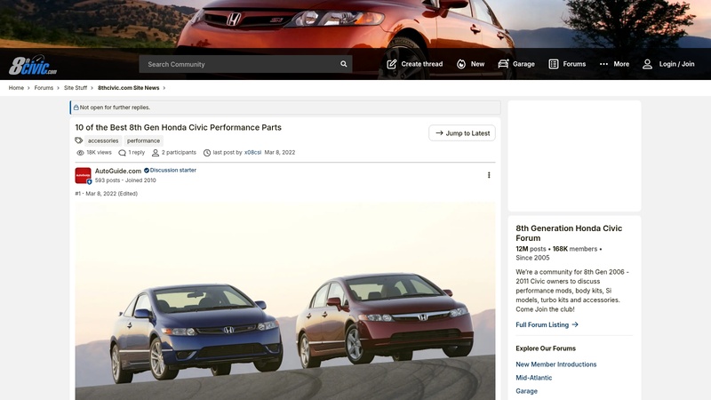 10 of the  8th Gen Honda Civic Performance Parts honda civic si parts