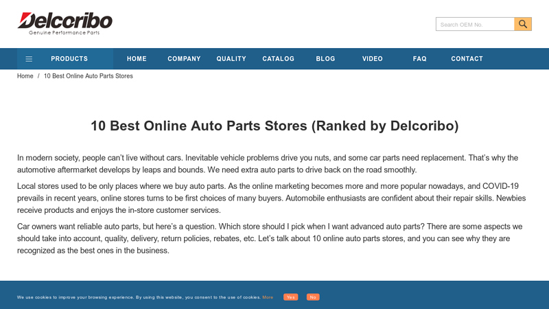 10  Online Auto Parts Stores (Ranked by Delcoribo) wholesale auto parts distributors