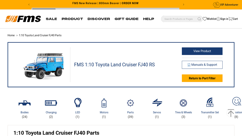 1/10 Toyota Land Cruiser FJ40 Parts toyota fj40 parts