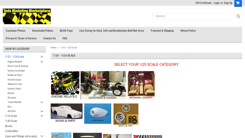 1/25 Scale Model Parts & Kits model car parts