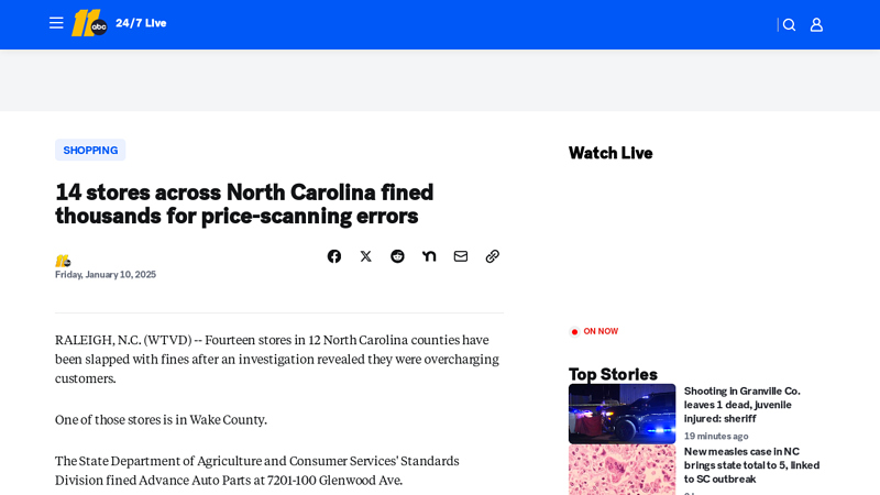 14 stores across North Carolina fined thousands for price advance auto parts in whiteville north carolina