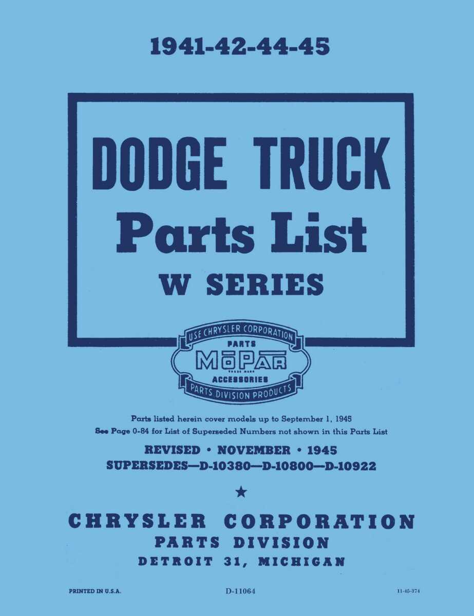 1946 Dodge Truck Parts guide