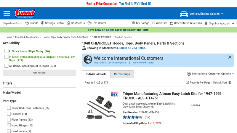 1948 CHEVROLET Hoods, Tops, Body Panels, Parts & Sections 1948 chevrolet truck parts