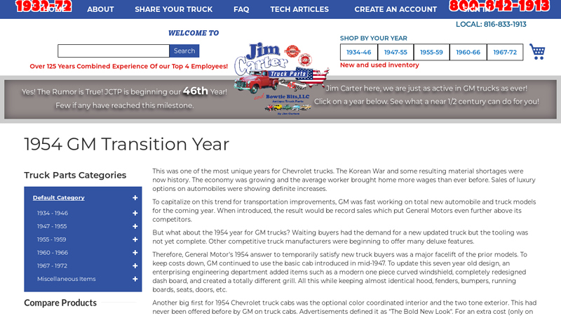 1954 GM Transition Year 54 chevy truck parts