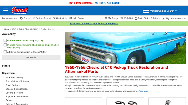 1960 1963 chevrolet truck parts