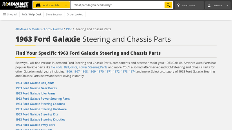 1963 Ford Galaxie Steering and Chassis Parts 63 ford galaxie parts