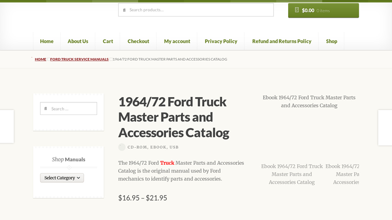 1964/72 Ford Truck Master Parts and Accessories Catalog 1972 ford f100 parts