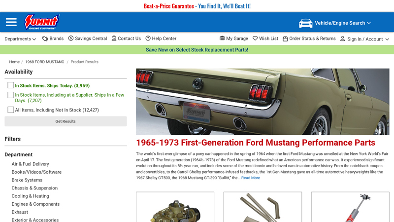 1965 1968 ford mustang parts