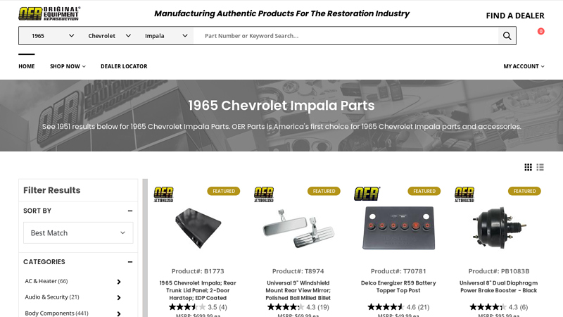 1965 Chevrolet Impala Parts 1965 impala parts car