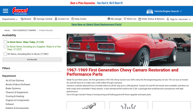 1967 1969 camaro car parts