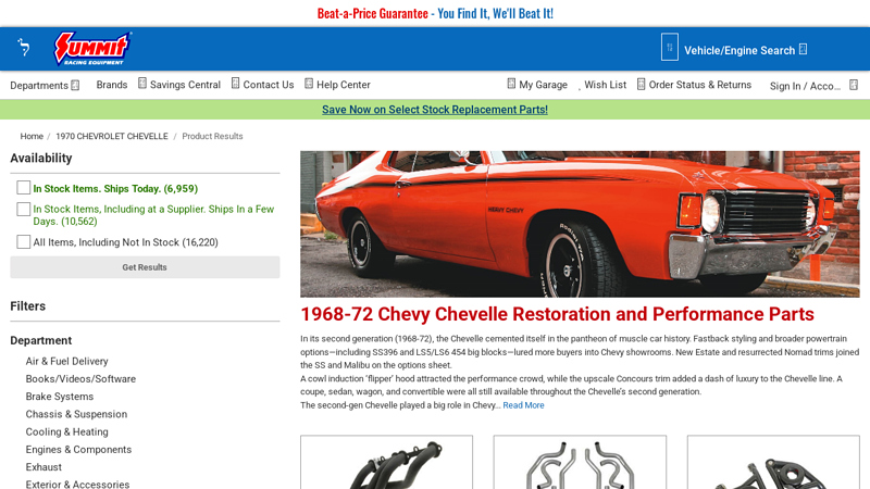 1968 1970 chevelle car parts