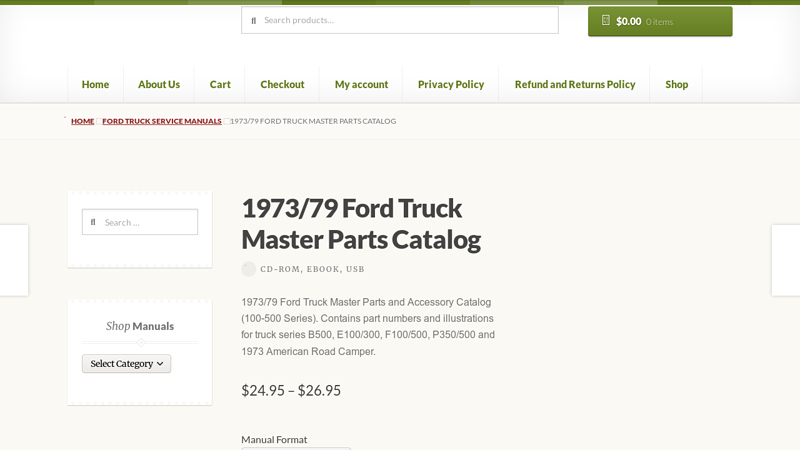 1973/79 Ford Truck Master Parts Catalog 1979 ford truck restoration parts