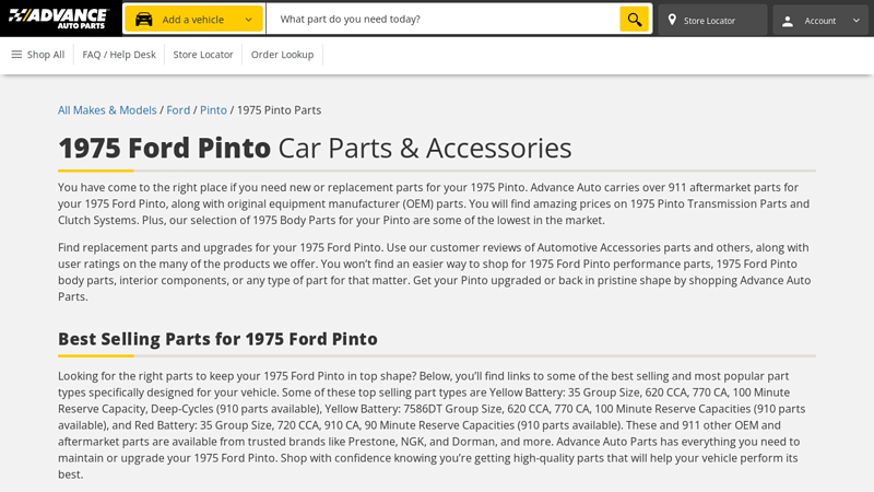 1975 Ford Pinto Car Parts ford pinto car parts