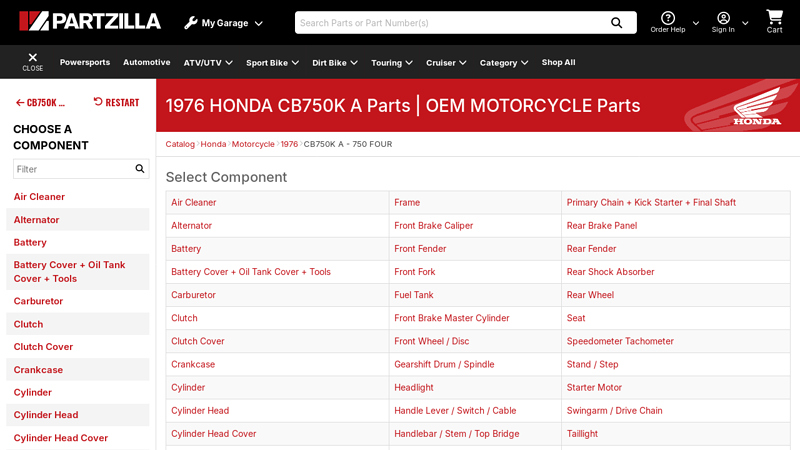 1976 HONDA CB750K A Parts honda 750 four parts