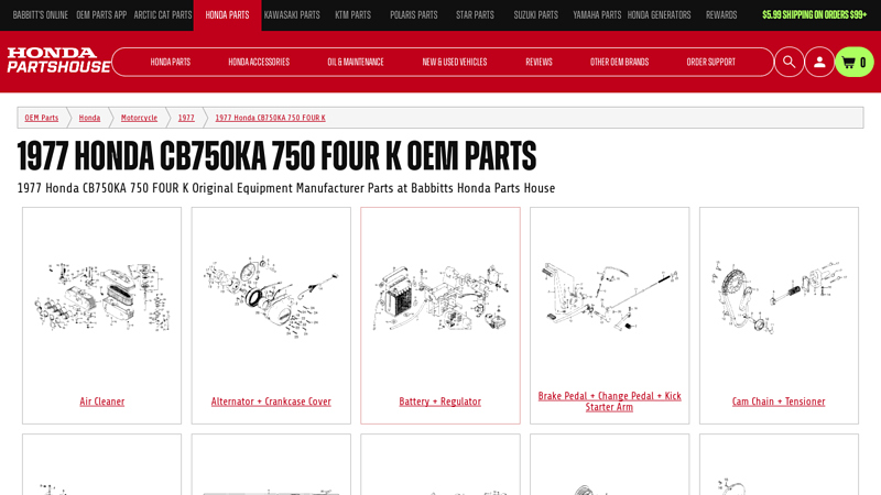 1977 Honda CB750KA 750 FOUR K OEM Parts honda 750 four parts