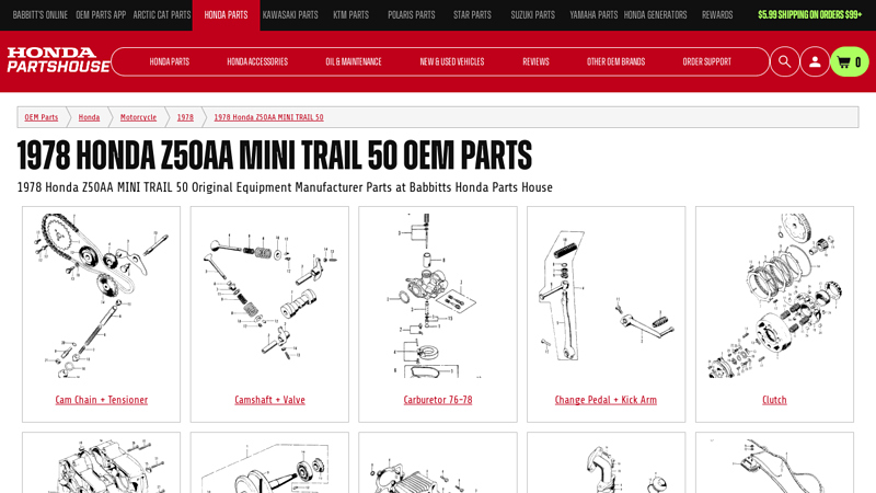 1978 Honda Z50AA MINI TRAIL 50 OEM Parts honda z50 parts