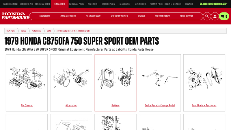 1979 Honda CB750FA 750 SUPER SPORT OEM Parts honda cb750f parts