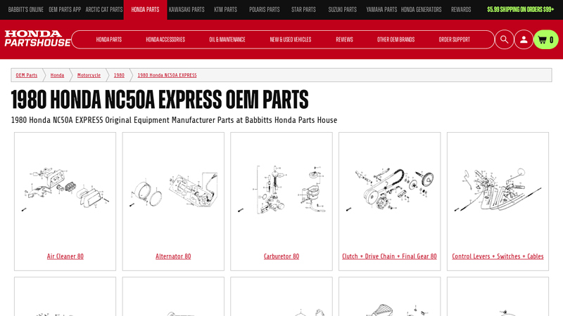 1980 Honda NC50A EXPRESS OEM Parts honda express parts