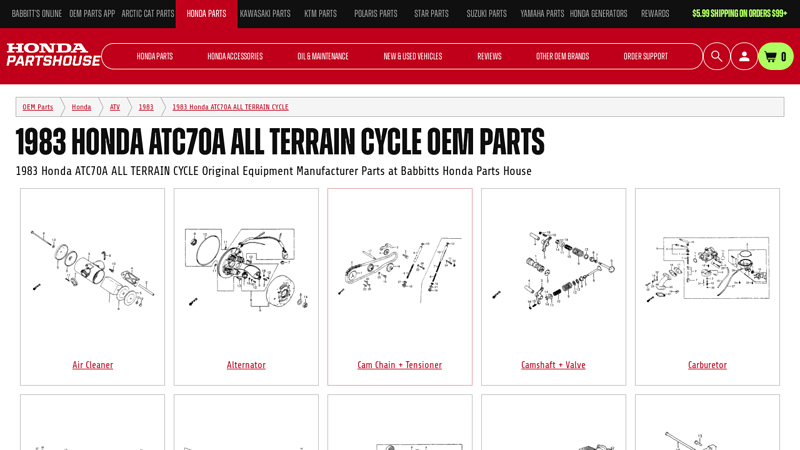 1983 Honda ATC70A ALL TERRAIN CYCLE OEM Parts honda atc 70 parts