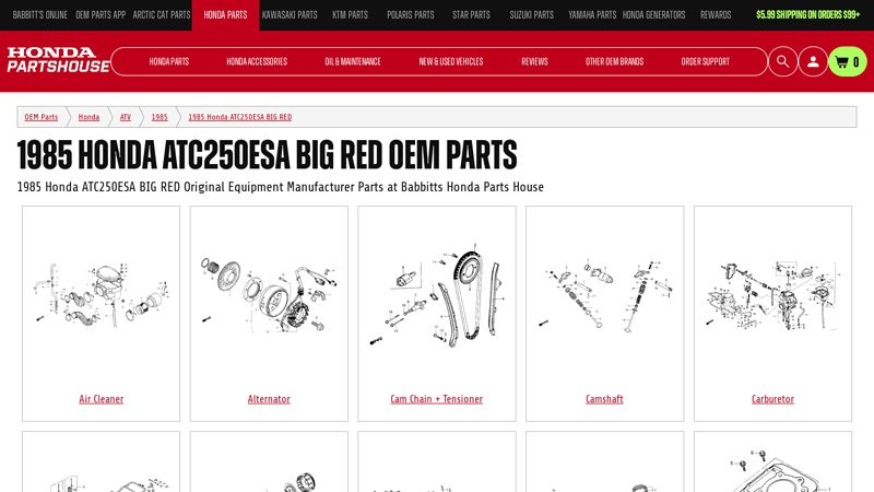 1985 Honda ATC250ESA BIG RED OEM Parts honda big red parts