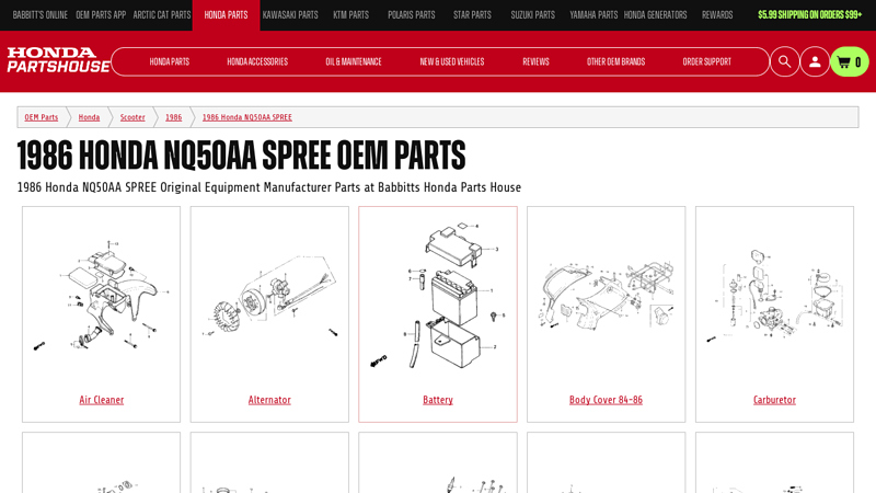 1986 Honda NQ50AA SPREE OEM Parts honda spree parts