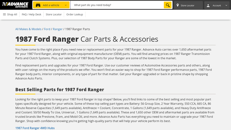 1987 Ford Ranger Car Parts 1987 ford ranger parts