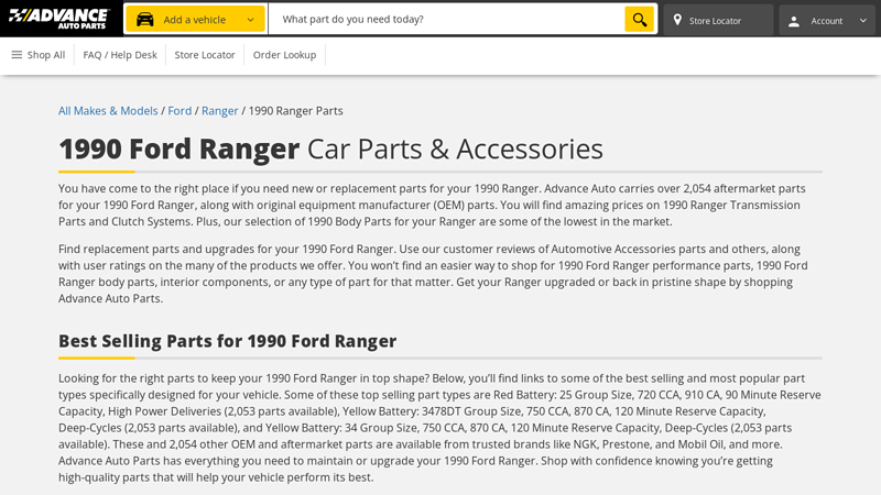 1990 Ford Ranger Car Parts 90 ford ranger parts