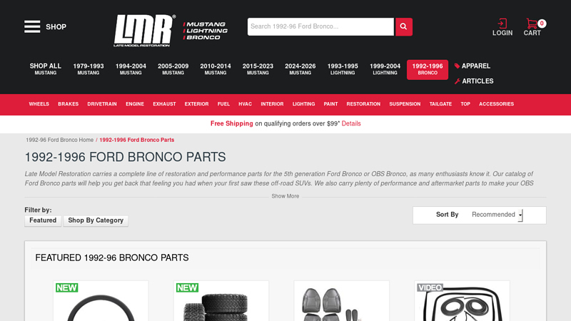 1992 1996 ford bronco parts