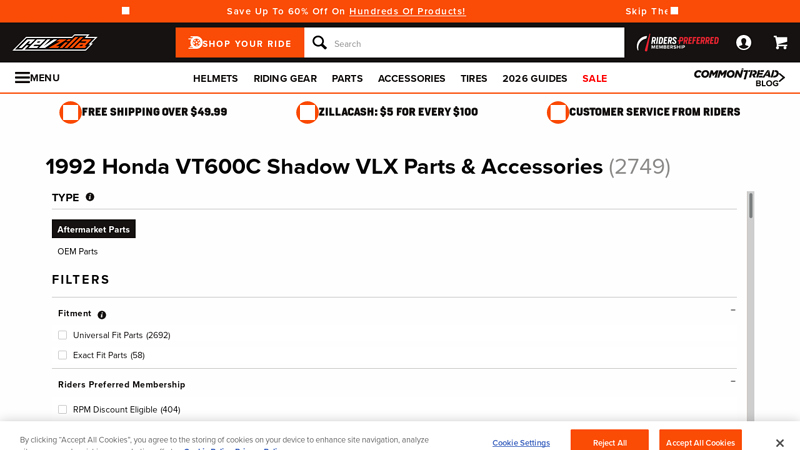 1992 Honda VT600C Shadow VLX Parts & Accessories honda shadow 600 parts