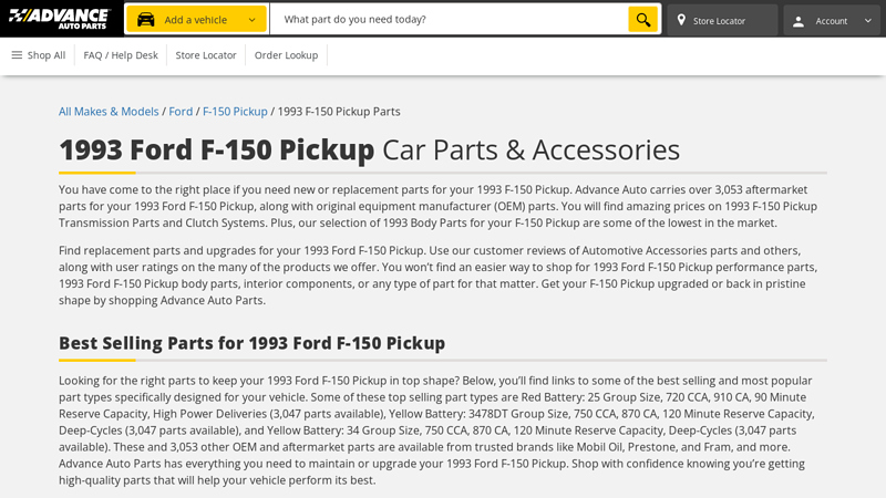 1993 Ford F 93 ford f150 parts