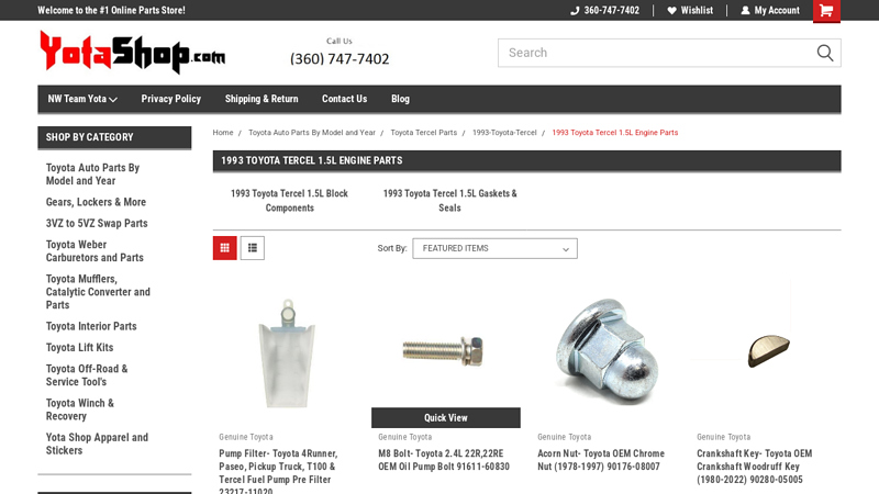 1993 Toyota Tercel 1.5L Engine Parts 1993 toyota pickup aftermarket parts