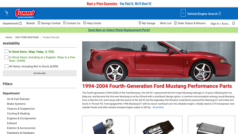 1994 2001 ford mustang gt aftermarket performance parts