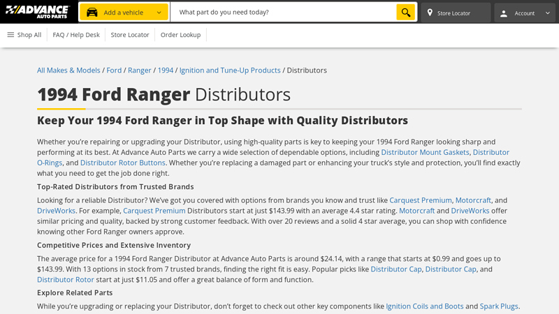 1994 Ford Ranger Distributors 94 ford ranger parts