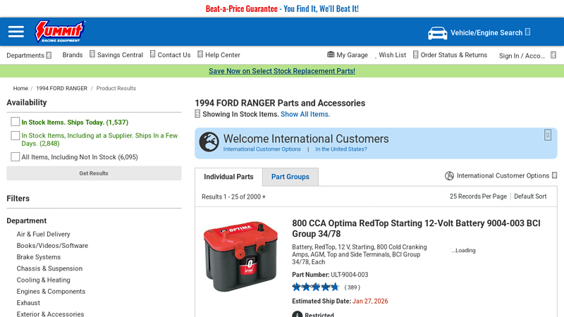 1994 FORD RANGER Parts and Accessories 1994 ford ranger parts