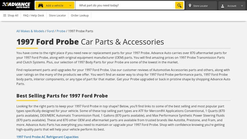 1997 Ford Probe Car Parts ford probe parts