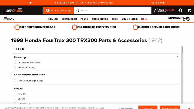 1998 Honda FourTrax 300 TRX300 Parts & Accessories honda fourtrax 300 parts