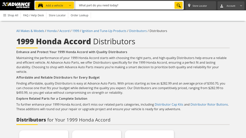 1999 Honda Accord Distributors 1999 honda accord parts