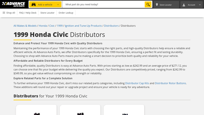 1999 Honda Civic Distributors 1999 honda civic parts