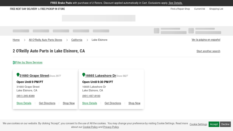 2 O'Reilly Auto Parts in Lake Elsinore, CA auto parts lake elsinore