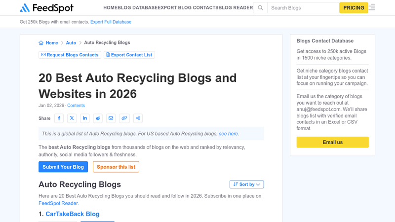 20  Auto Recycling Blogs and Websites in 2026 auto parts recycling