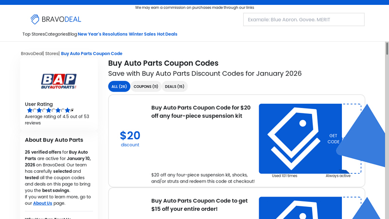 $20 Off Buy Auto Parts Coupon Code & Deals discount codes for advance auto parts