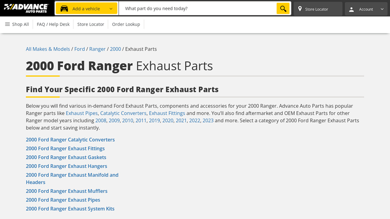 2000 Ford Ranger Exhaust Parts 2000 ford ranger exhaust parts