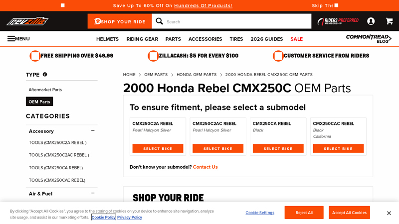 2000 Honda Rebel CMX250C OEM Parts honda cmx250c parts