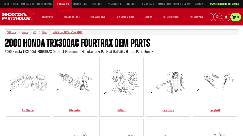 2000 Honda TRX300AC FOURTRAX OEM Parts honda fourtrax 300 parts