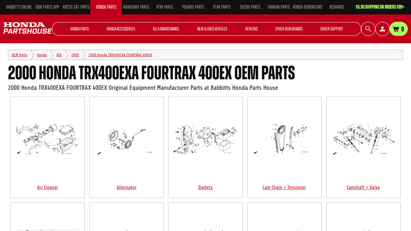 2000 Honda TRX400EXA FOURTRAX 400EX OEM Parts honda 400 ex parts