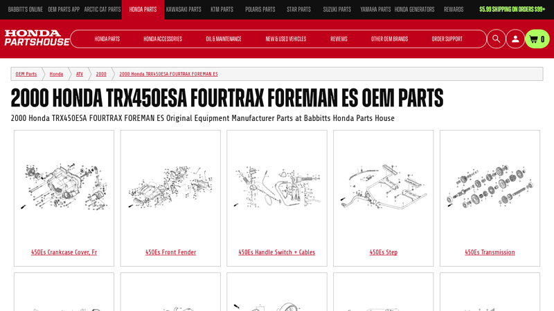 2000 Honda TRX450ESA FOURTRAX FOREMAN ES OEM Parts honda foreman 450 parts