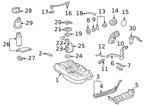 2000 Toyota Camry Fuel Tank Parts guide