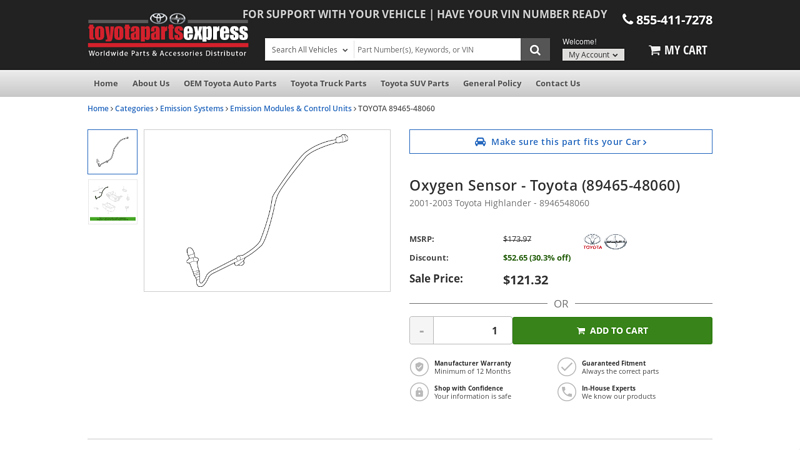 2001 toyota parts 89465